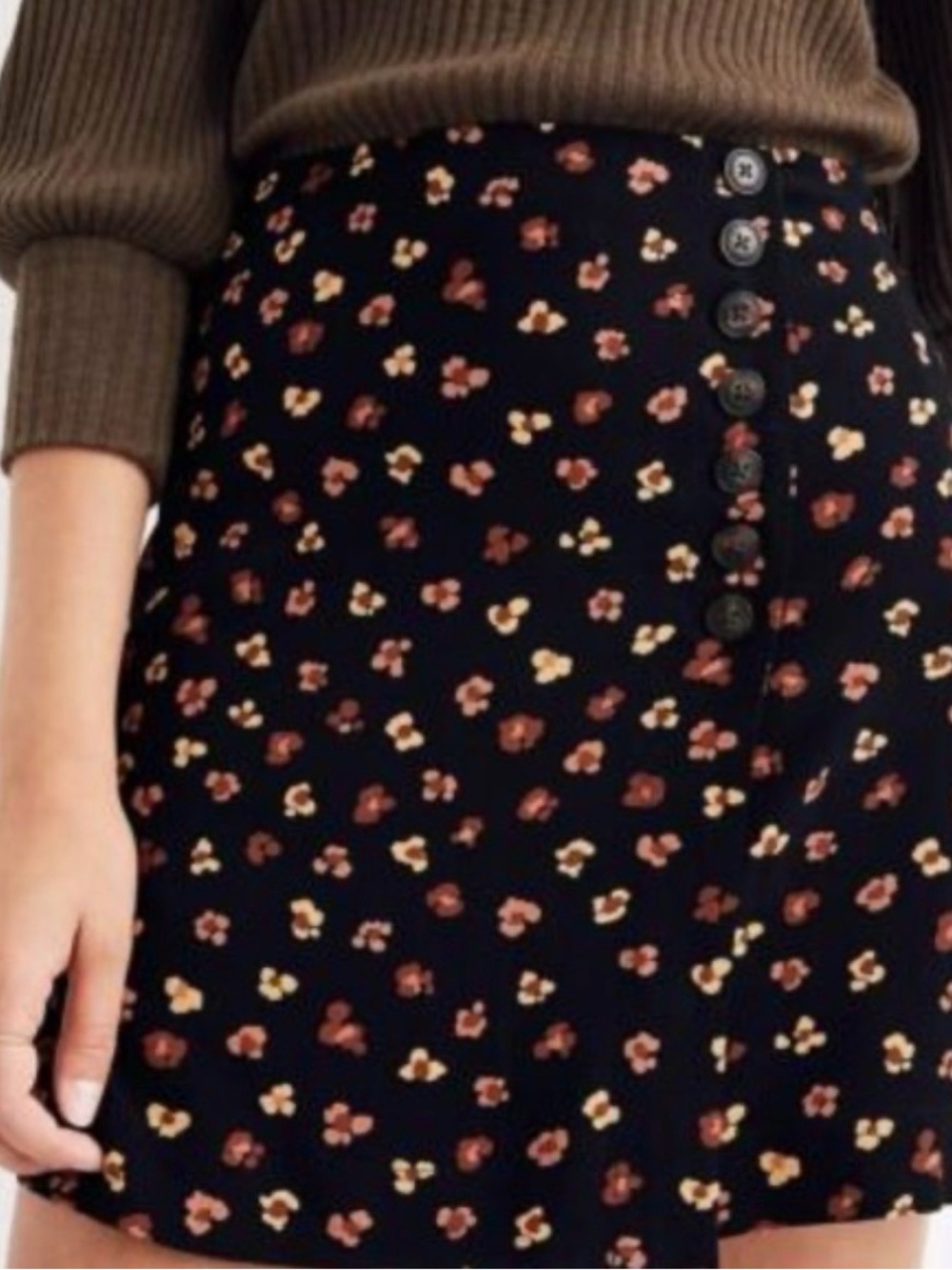 Madewell Black Autumn Floral Mini Skirt Size 12